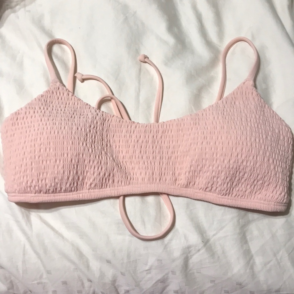 Hollister Smocked Bikini Top MEDIUM Light Pink